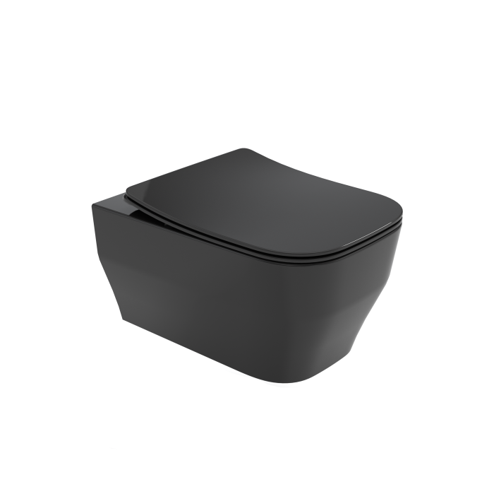 Унитаз подвесной, безободковый, с креплениями, Olympia ceramica Synthesis eco, черный глянцевый арт. SYN1202R13