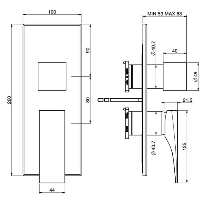 Fima Carlo Frattini Смеситель для душа, встраиваемый, с переключателем на 2/3 выхода, Zeta, F3969X6NS цвет: золото