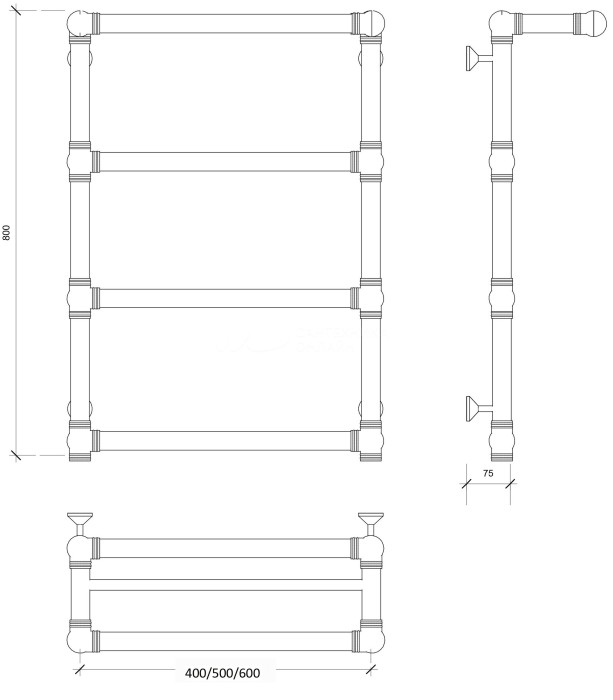 Полотенцесушитель водяной латунный 40x80 Фалерони 2 (бронза) Secado арт. 4603777460792