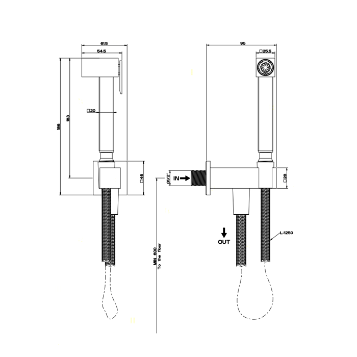 Гигиенический душ Gessi Rettangolo цвет розовое золото pvd арт. 20021030