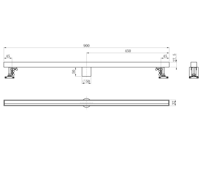 Душевой трап 90 см, Wonzon & Woghand, WW-65409M-BR цвет: никель