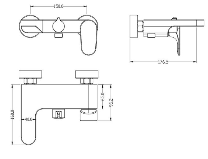 Смеситель для ванны, серый, Spectre Boheme 453-GM