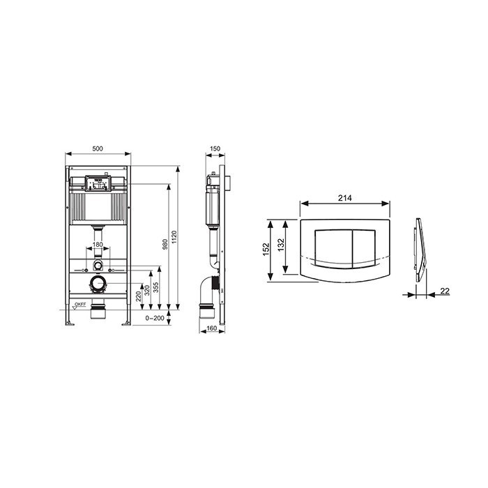 Модуль (4в1) в комплекте с панелью смыва белый глянец, креплениями, звукоизолирующей прокладкой, base TECE арт. K440200