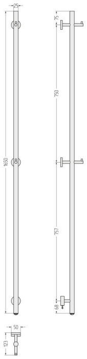 Сунержа Электрический полотенцесушитель, Аскет, 30-0850-1650 цвет: матовый белый