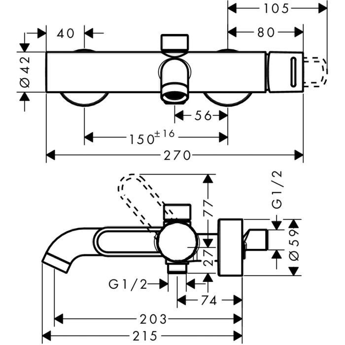 Смеситель для ванны Uno Axor, шлифованная медь арт. 38421950
