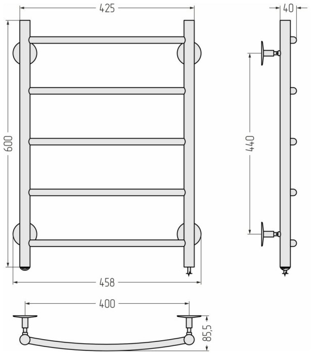 Стилье Электрический полотенцесушитель 600x400, Формат 40, 00540-6040 цвет: без покрытия
