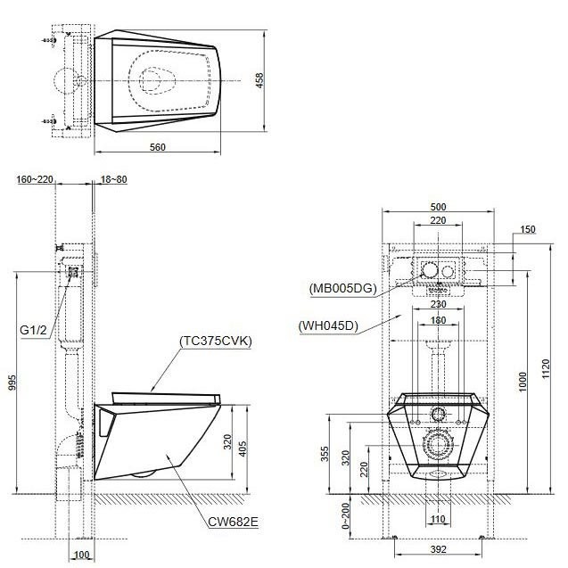 Подвесной унитаз, Jewelhex TOTO, CW682EXW цвет: белый