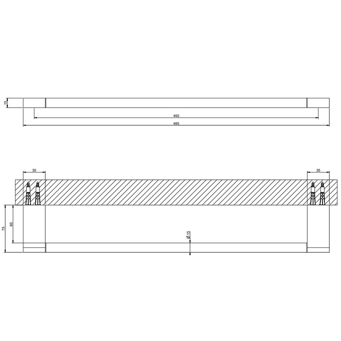 Полотенцедержатель, 45 см, подвесной, Gessi Origini, black metal brushed pvd арт. 66502#707