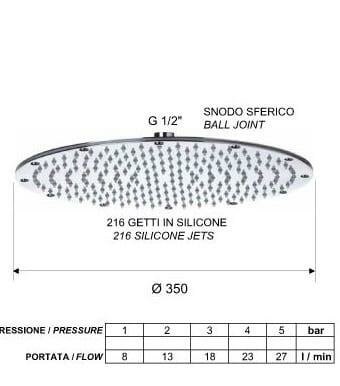 Верхний душ с шарнирным соединением 35 см бронза глянцевый, Remer, 359MMXLVOX