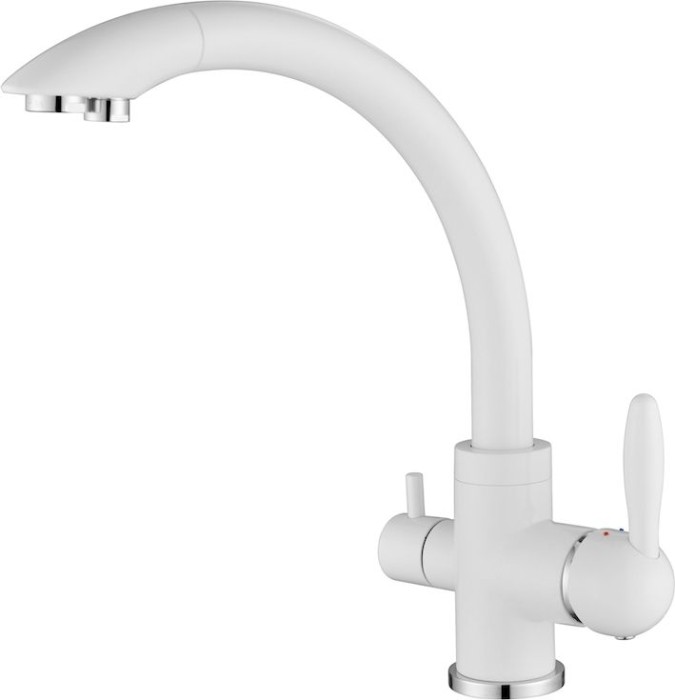 Смеситель для кухни  Paulmark ESSEN, белый матовый, две воды - Es213001-431