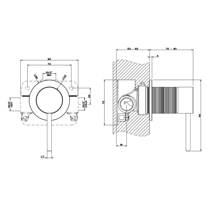 Встраиваемый однорычажный смеситель, картридж ?35 мм,одна позиция, Gessi Trame, шлифованная сталь арт. 54319#239