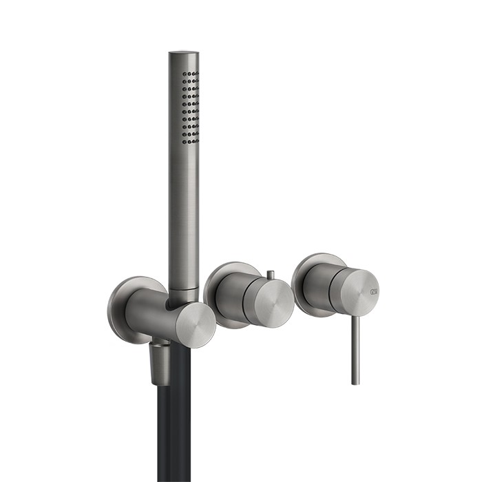 Смеситель для душа, настенный, с подводом воды и ручной лейкой, Gessi 316, steel brushed арт. 54039#239