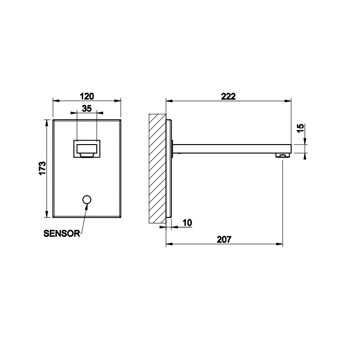 Встраиваемый электронный смеситель для раковины, Gessi Rettangolo, хром арт. 20130#031