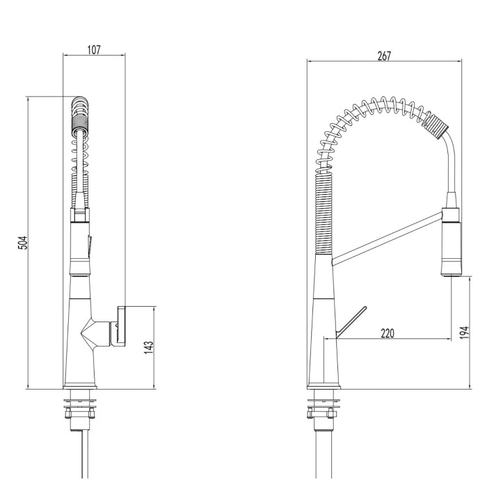 Смеситель для кухонной мойки, выдвижной излив, керамический картридж, подключение к фильтру для воды, черный, Azario Spring арт. AZ-VGT569183PA