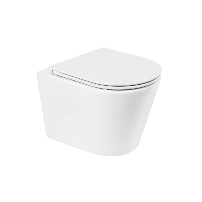 Подвесной унитаз, безободковый, BelBagno, белый глянцевый, FLAY-R арт. BB053CHR/BB870SC