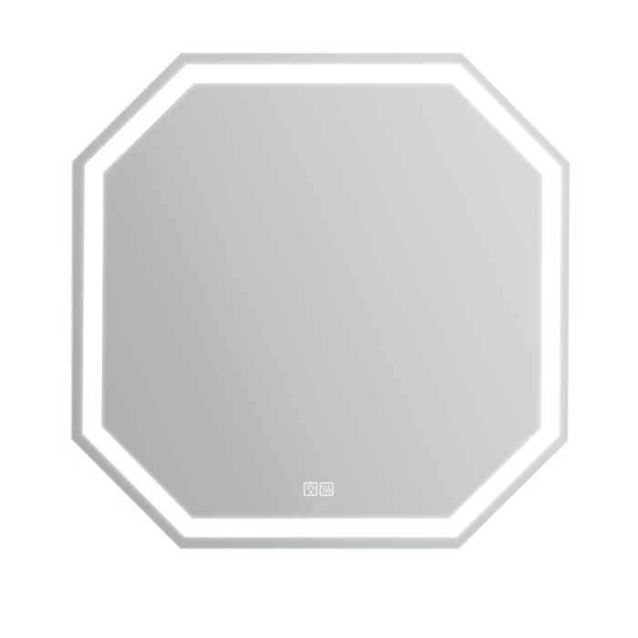 Зеркало 80x80, асимметрия, со встроенным светильником, сенсорным выключателем и подогревом, BelBagno арт. SPC-OTT-800-800-LED-TCH-WARM