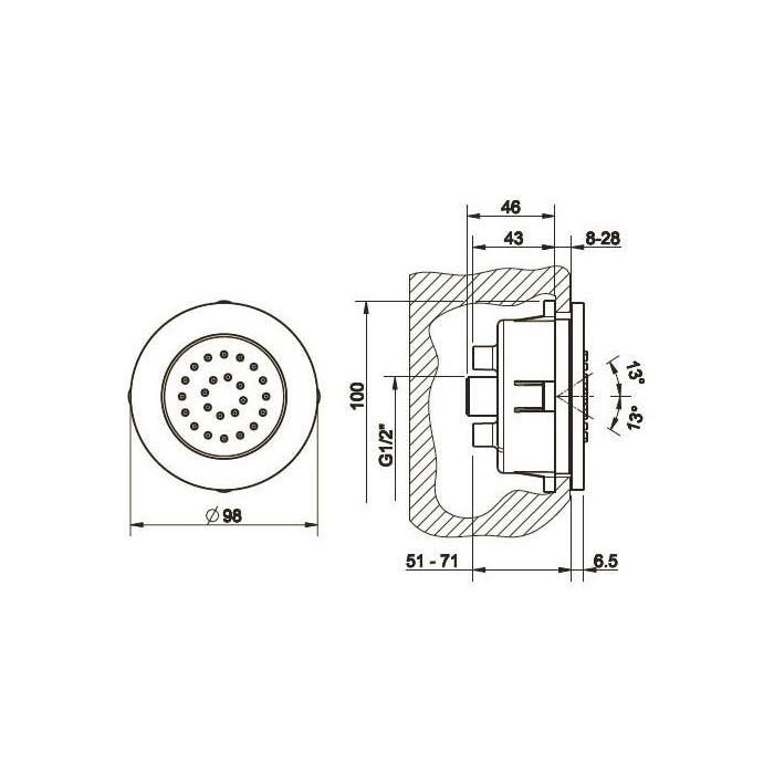 Встраиваемая поворотная боковая форсунка, Gessi Body Jets, хром арт. 32982#031 32985#031