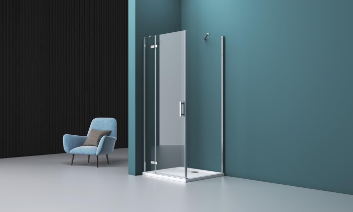 Душевой уголок 90x195 BelBagno, глянцевый хром, Kraft арт. KRAFT-A-12-90-C-Cr-L