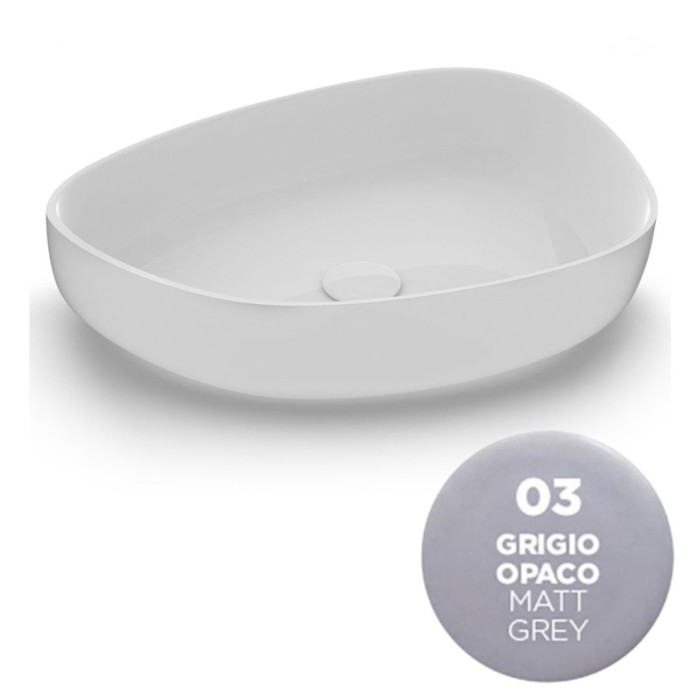 Накладная раковина, 55x42xh14 см, Olympia ceramica Metamorfosi, серый матовый арт. MET4255003