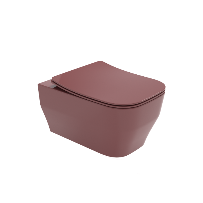 Унитаз подвесной, безободковый, с креплениями, Olympia ceramica Synthesis eco, баклажан глянцевый арт. SYN1202R16
