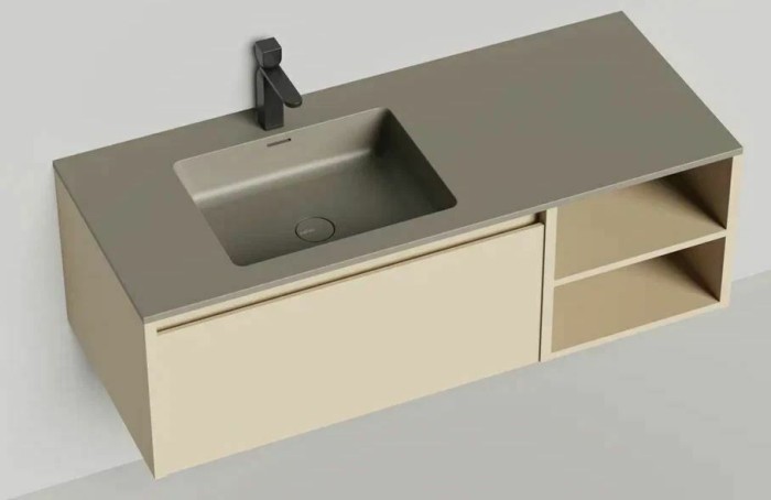 Подвесная тумба domino 1200, эмаль, с открытой полкой, под встраиваемую раковину, Salini арт. 27D112INA