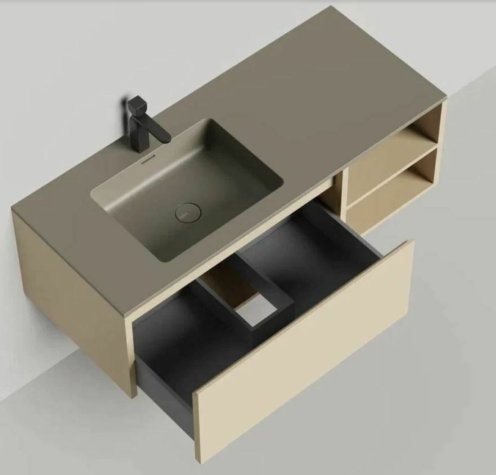 Подвесная тумба domino 1200, эмаль, с открытой полкой, под встраиваемую раковину, Salini арт. 27D112INA