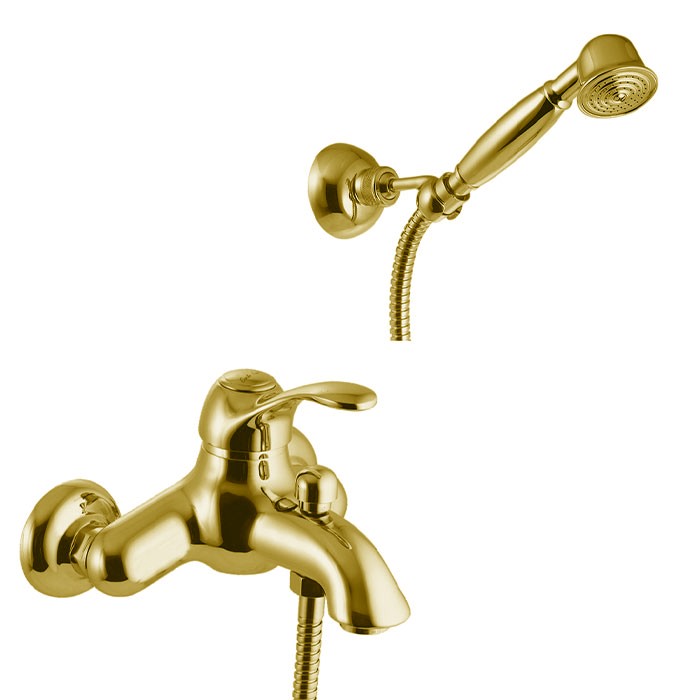 Fima Carlo Frattini Смеситель для ванны, настенный, с ручным душем, Lamp, F3304OR цвет: золото