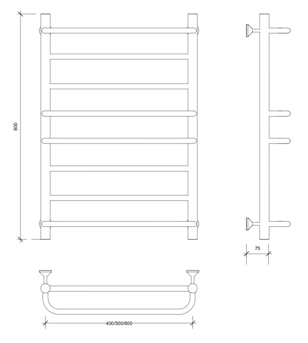 Полотенцесушитель водяной 80x50 Верона 1 (черный) Secado арт. 4673739224823