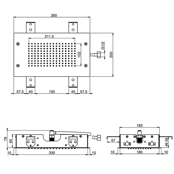 Fima Carlo Frattini Верхний душ 35х20см., потолочный, Soffioni, F2805NS цвет: чёрный
