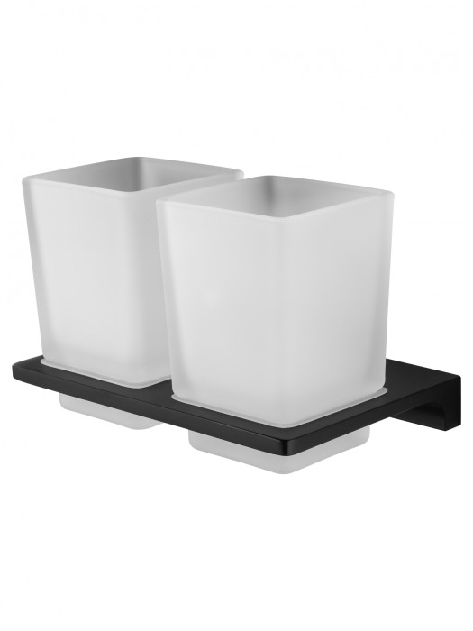 Два стакана для зубных щеток с держателем, Wonzon &amp; Woghand Eclipse, WW-9128-BL цвет: черный