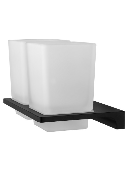 Два стакана для зубных щеток с держателем, Wonzon & Woghand Eclipse, WW-9128-BL цвет: черный