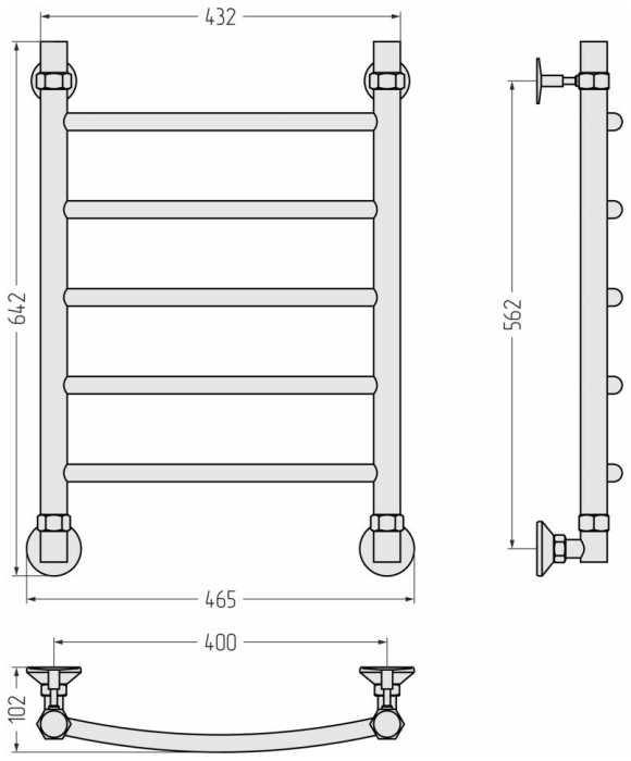 Стилье Водяной полотенцесушитель 600x400, Аксиома-20, 00662-6040 цвет: без покрытия