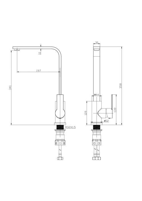 Смеситель для кухни, Wonzon & Woghand, WW-AE4550-MW цвет: белый