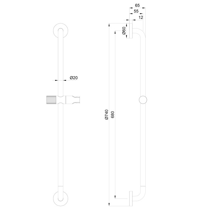 Душевая штанга, Wonzon & Woghand, WW-SL05-MB цвет: черный