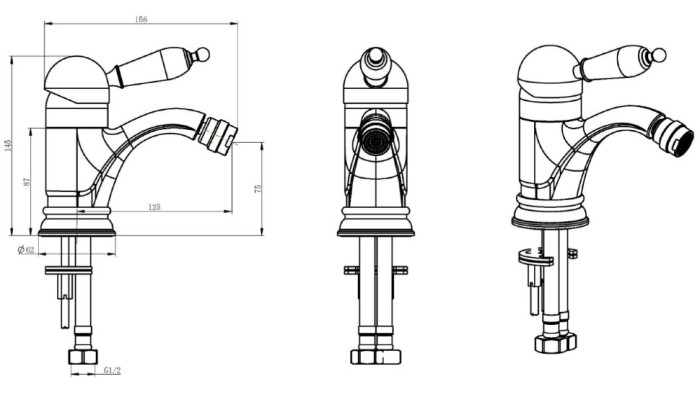 Смеситель для биде, золото, Imperiale Boheme 326