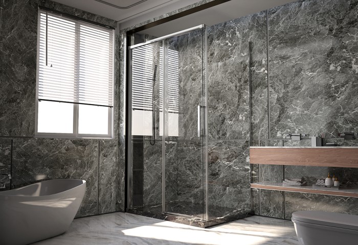 Душевой угол 1500х900x2000 Veconi Premium Trento, хром, стекло прозрачное арт. PTC40-SP-15090-CH-01-C4