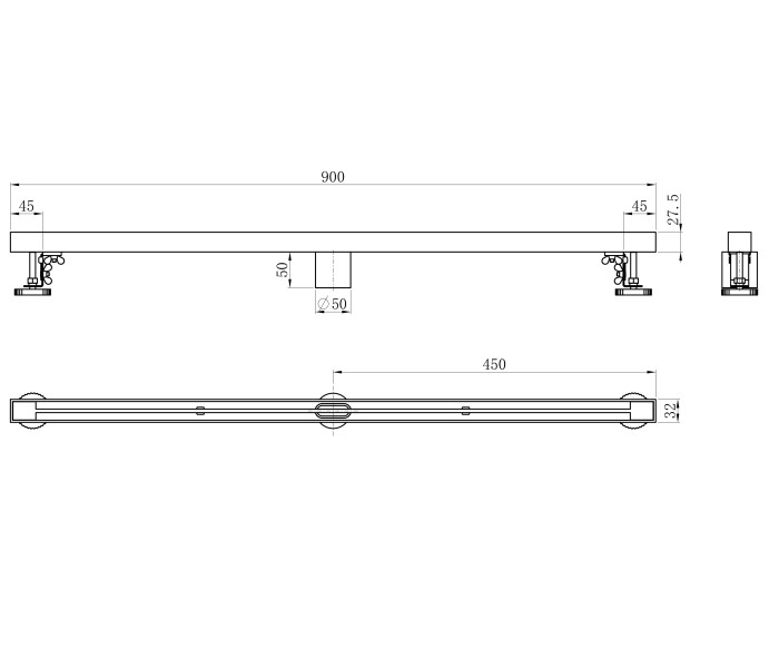 Душевой трап 90 см, Wonzon & Woghand, WW-65409T-BR цвет: никель