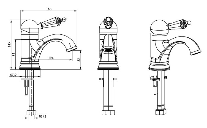 Смеситель для раковины, хром, Brillante Boheme 341