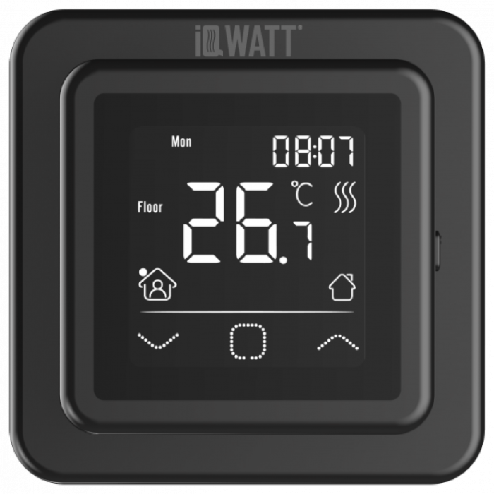 Термостат программируемый с сенсорным дисплеем SMART HEAT BLACK, IQWATT арт. 00409