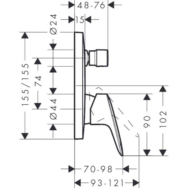 Смеситель для ванны скрытого монтажа, Hansgrohe Logis, хром арт. 71405000