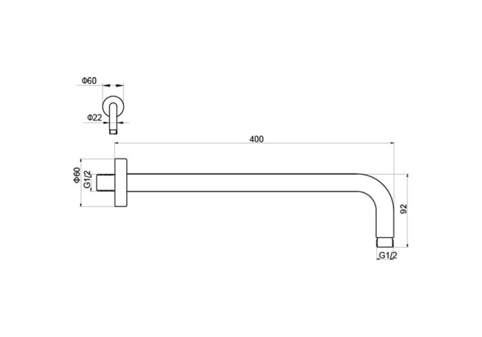 Держатель верхнего душа настенный 400 мм, Aquatek, хром арт. AQ2176CR