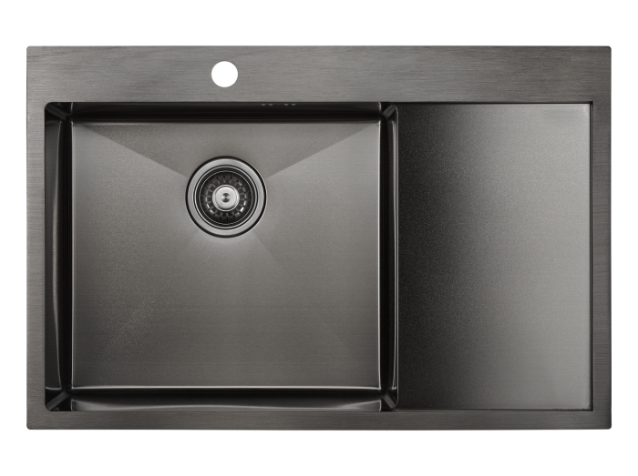 Мойка для кухни нержавеющая 780х510мм Paulmark ATLAN L, вороненая нерж. сталь, левая - PM217851-GML