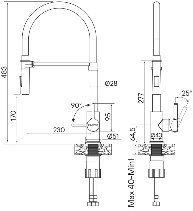 Смеситель для кухни  Paulmark HALT, светлое брашированное золото - Ha214021-SBG