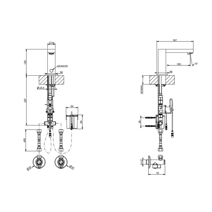 Электронный смеситель для раковины с кран-фильтром для регулировки температуры и напора воды, Gessi, black xl арт. 30501#299