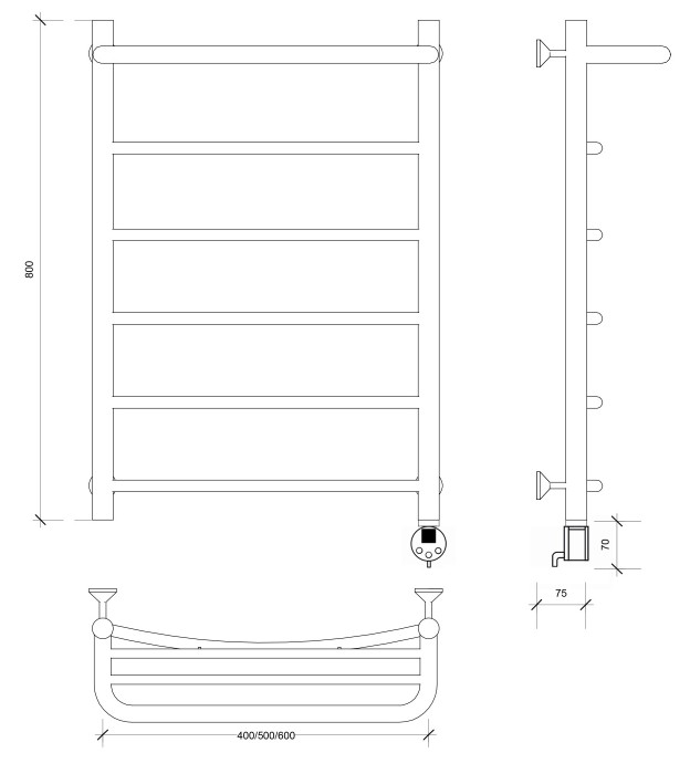Полотенцесушитель электрический 80x40 Милан 1 СП Secado арт. 4673739237700