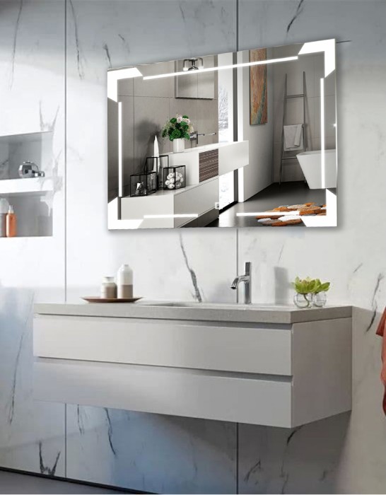 Зеркало 800х600, LED-подсветка с диммером, сенсорный выключатель, Azario Крокус - ФР-00001350