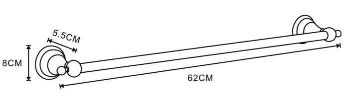 Полотенцедержатель трубчатый одинарный, золото, Azario Elvia - AZ-91101G