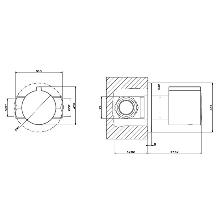 Встраиваемая часть для запорного вентиля, Gessi Emporio shower, хром арт. 38309#031