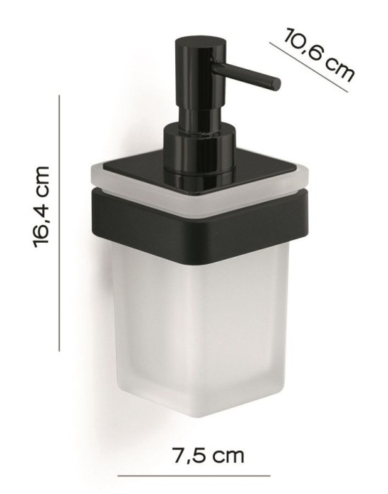 Настенный стеклянный дозатор c металлической помпой Samoa Gedy, A881(14) цвет: черный