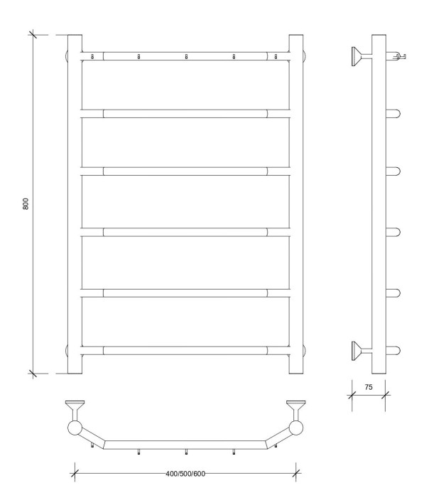 Полотенцесушитель водяной 80x40 Агата 1 К (хром) Secado арт. 4603777444006